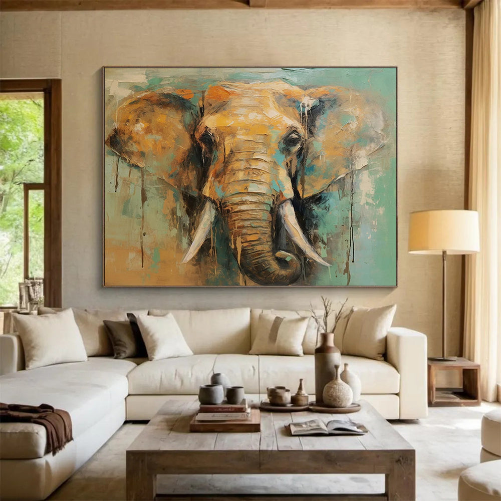 Colorful Elephant Abstract Painting for Wildlife - Inspired Homes YHT082