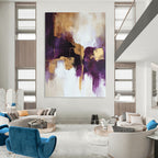 Purple and Gold Abstract Painting for Luxurious Dining Rooms GAB0810