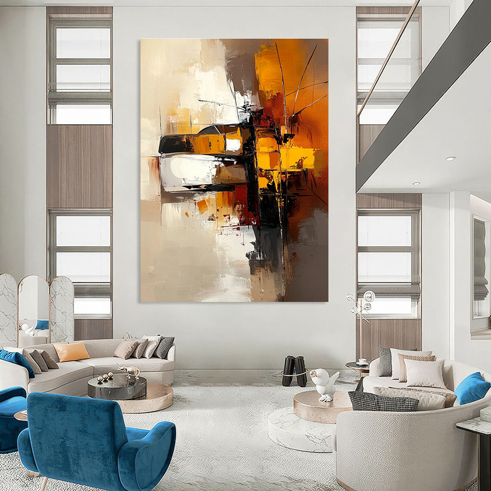Abstract Orange and Brown Painting for Warm Interiors GAB0726