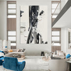Expressive Monochrome Abstract Painting for Bold Dining Rooms HENG446