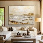 Textured Coastal Landscape Abstract Painting with Tactile Beauty ABS618