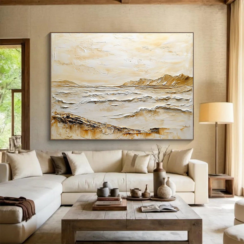 Textured Coastal Landscape Abstract Painting with Tactile Beauty ABS618