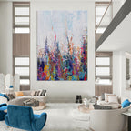 Colorful Floral Field Abstract Painting for Vibrant Garden Centers HENG467