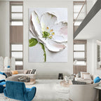 Textured White Flower Impasto Abstract Painting for Floral Lovers GAB1522