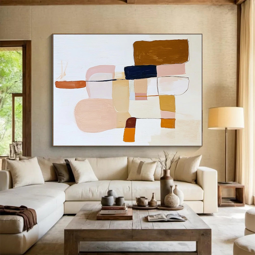 Earth - Toned Block Abstract Painting with Gentle Harmony WINK700