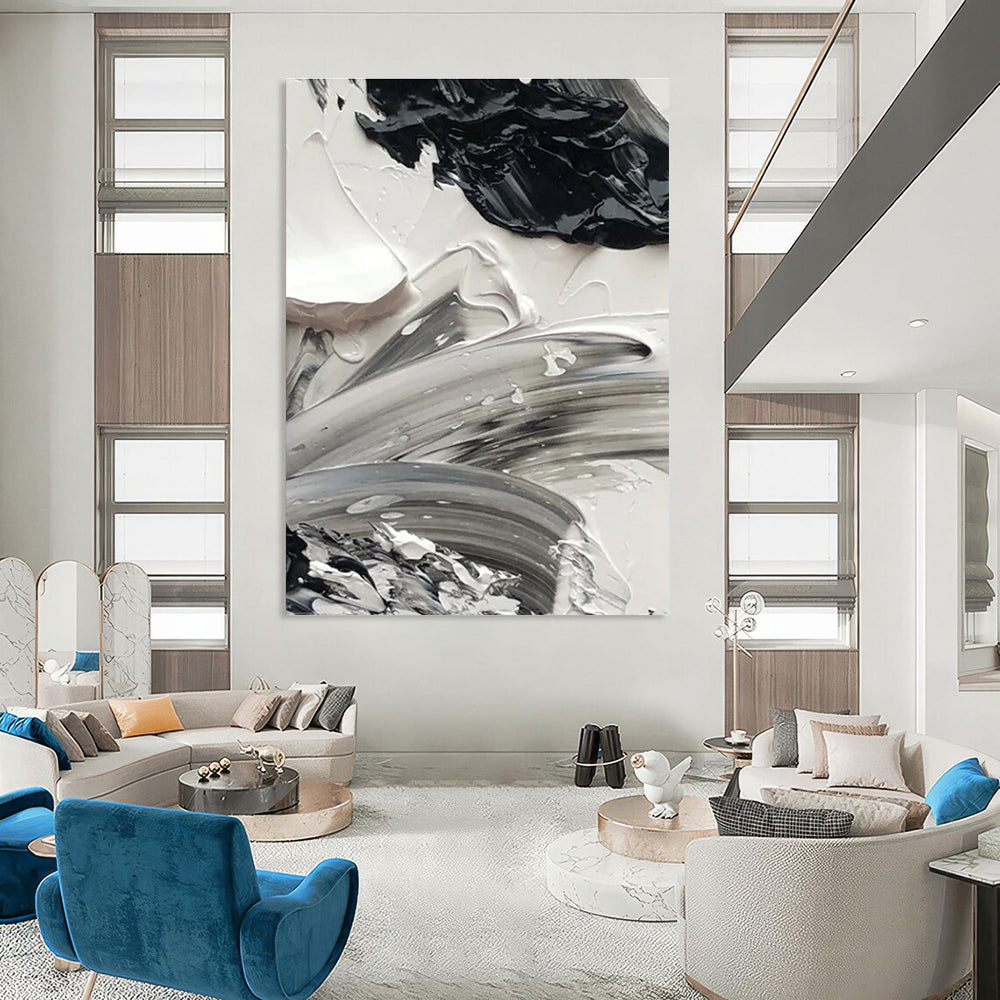 Monochrome Dynamic Strokes Painting for Art - Focused Studios HENG445