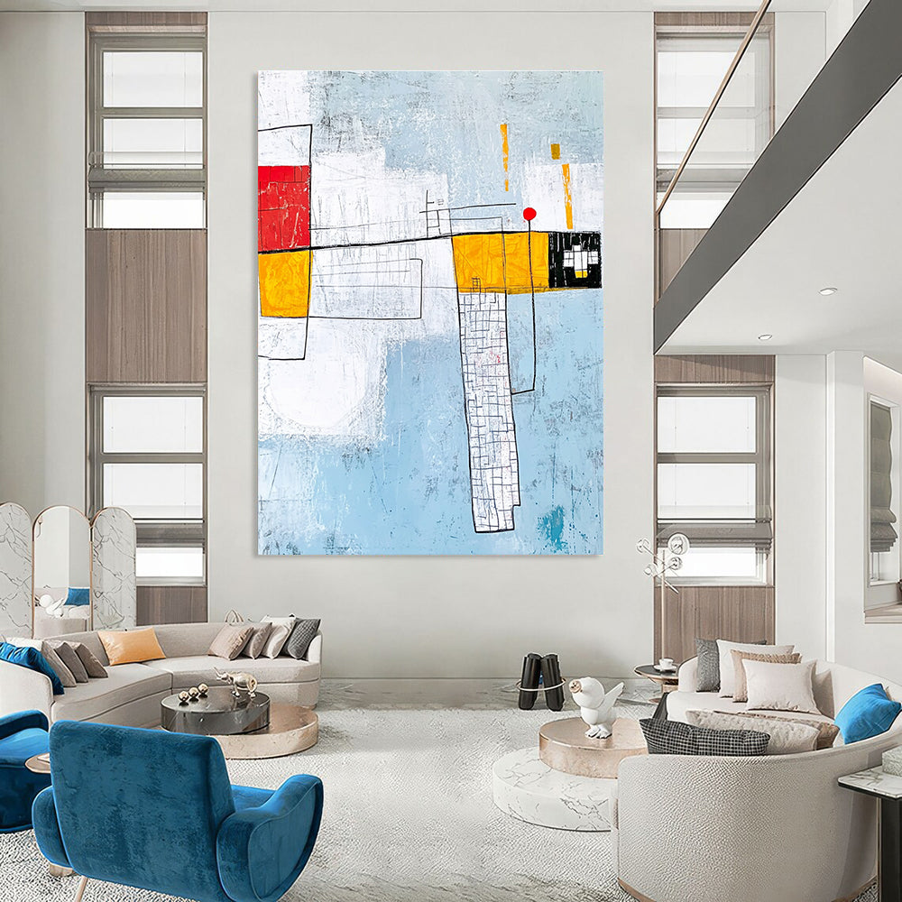 Red - Yellow Abstract Composition Painting for Industrial - Chic Lofts GAB1152