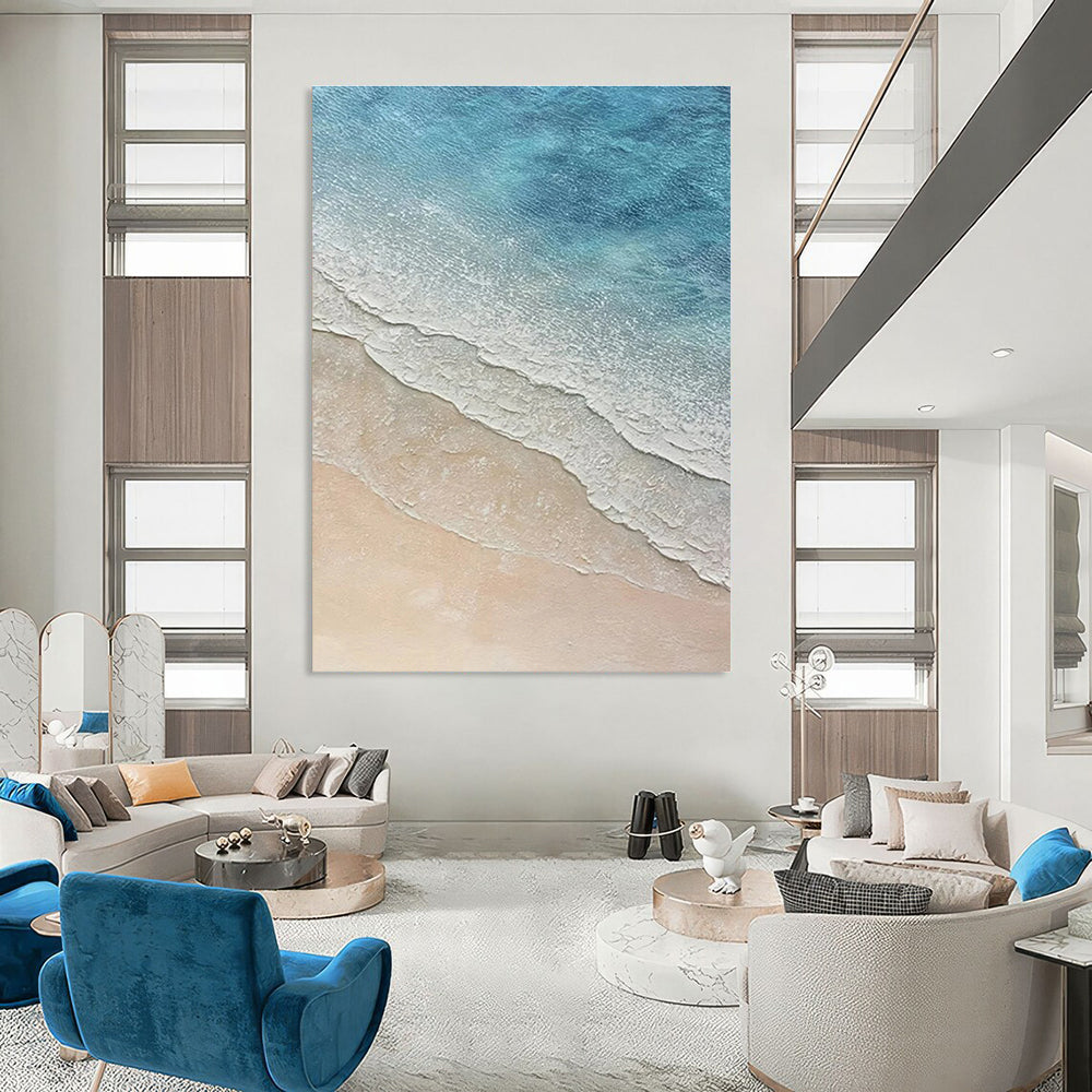 Aerial Beach Waves Abstract Painting for Tropical - Vibe Spaces HENG314
