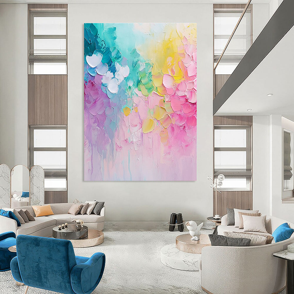 Rainbow Floral Abstract Painting for Cheerful Children’s Playrooms GAB0916