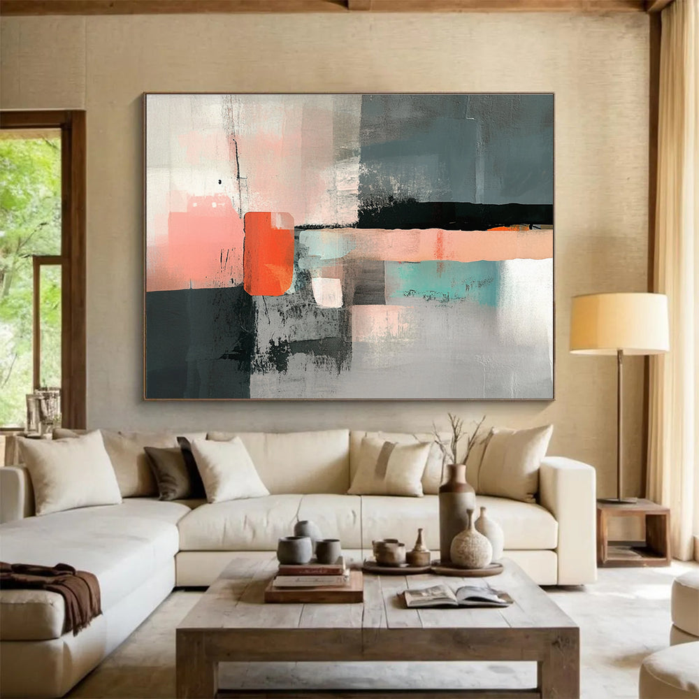 Minimalist Geometric Abstract Painting with Subtle Textured Layers ABS532