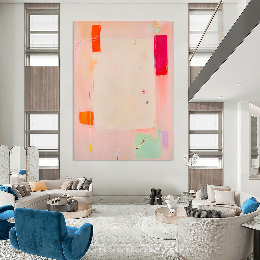 Soft Pink Abstract Painting for Girls' Bedroom Decor GAB1230