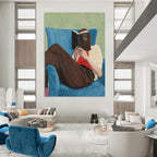 Reader in Blue Chair Figurative Painting for Cozy Reading Nooks HENG303