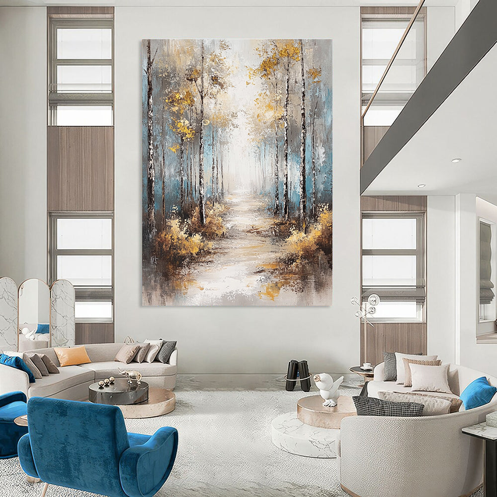 Golden Forest Path - Enchanted Landscape Abstract Painting GAB0500