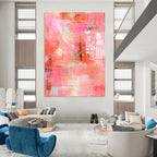 Pink Abstract Collage Painting for Feminine - Inspired Fashion Boutiques GAB0949
