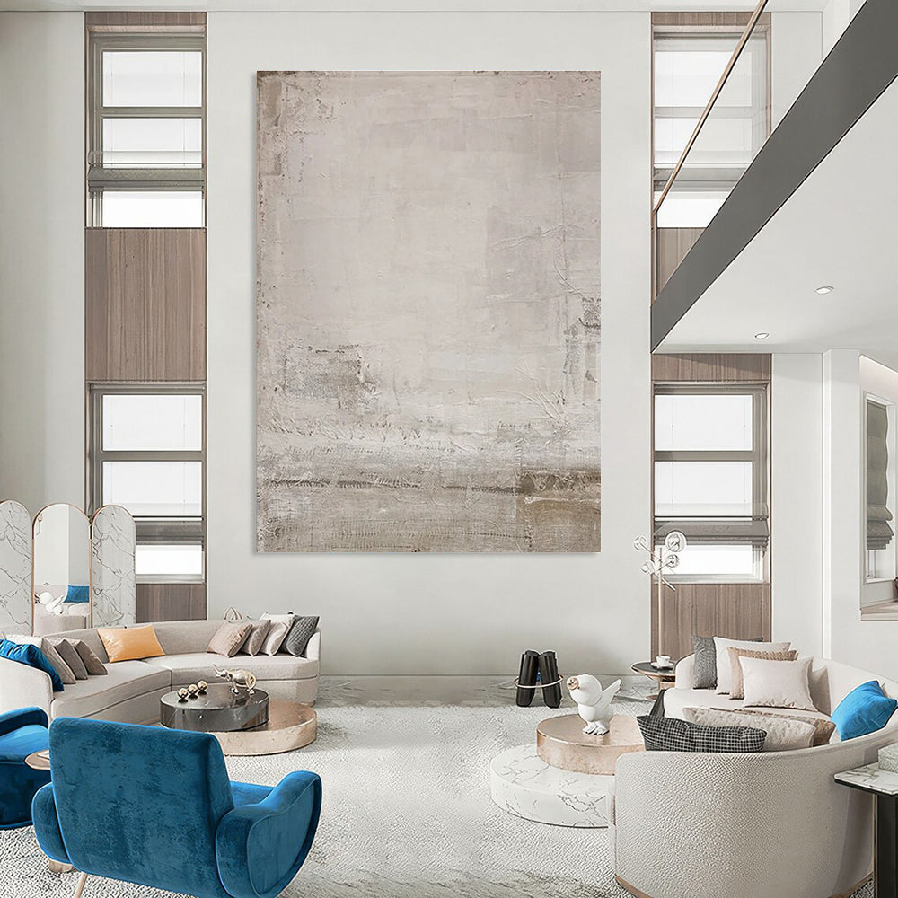 Minimalist Textured Gray Abstract Painting for Zen - Inspired Home Offices HENG055