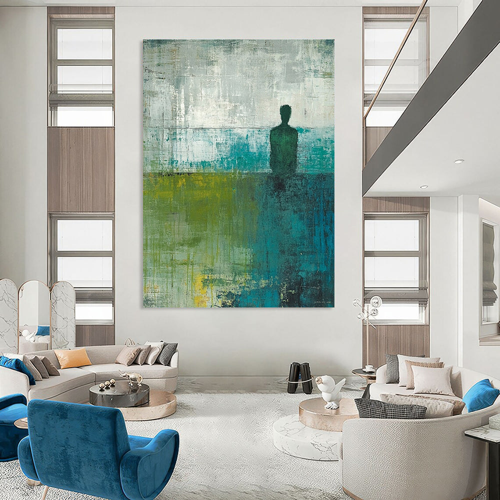 Solitary Figure Abstract Painting for Thoughtful Reading Nooks GAB0897