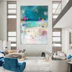 Beach Collage Art Playful Maritime Abstract Painting GAB0242