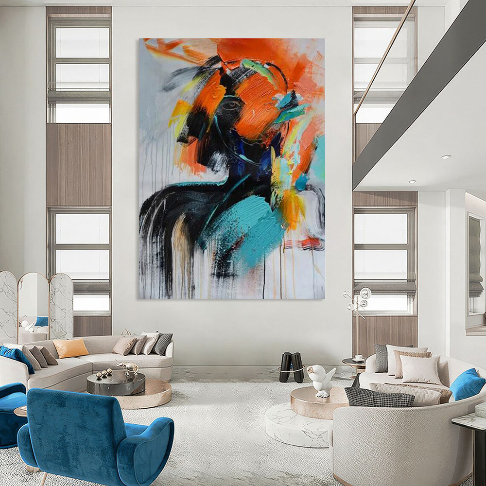 Colorful Abstract Portrait Painting for Modern Art Galleries HENG410