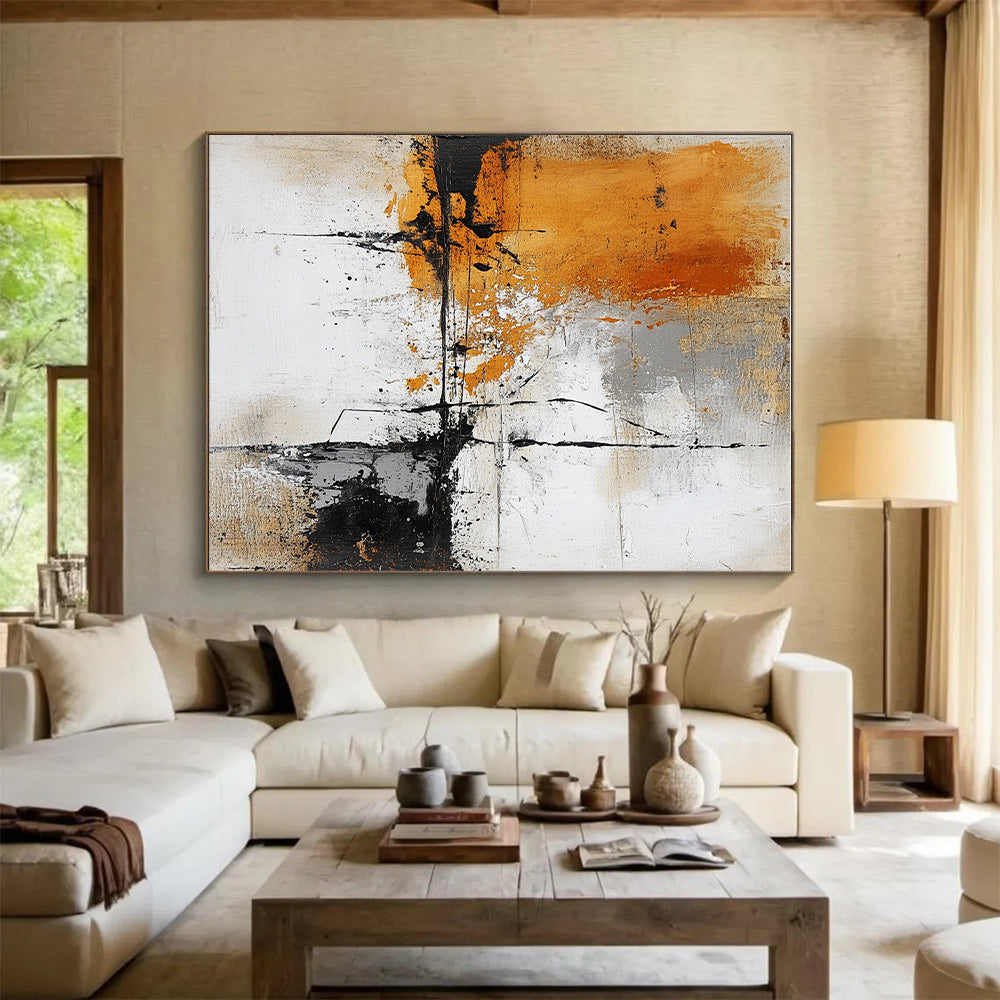 Orange Gray Abstract Textures Painting with Bold Strokes WINK631