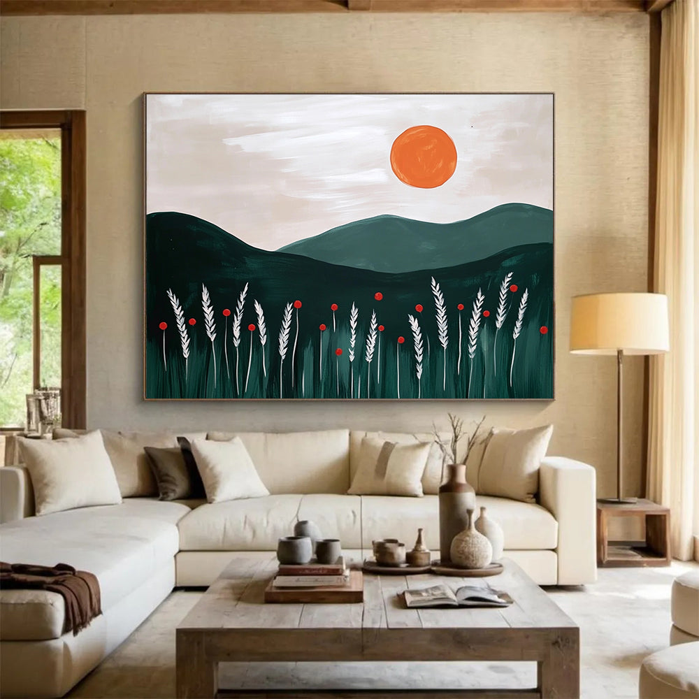 Minimalist Landscape with Sun  Calm and Serene ABS057