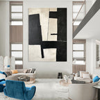 Black and White Minimalist Abstract Painting for Scandinavian - Style Homes GAB0885