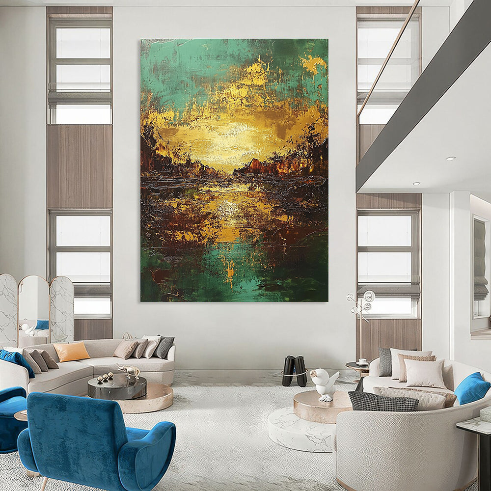 Golden Sunset Abstract Painting for Luxury - Styled Residences GAB1063