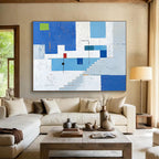 Geometric Abstract with Blue and White Tones ABS081