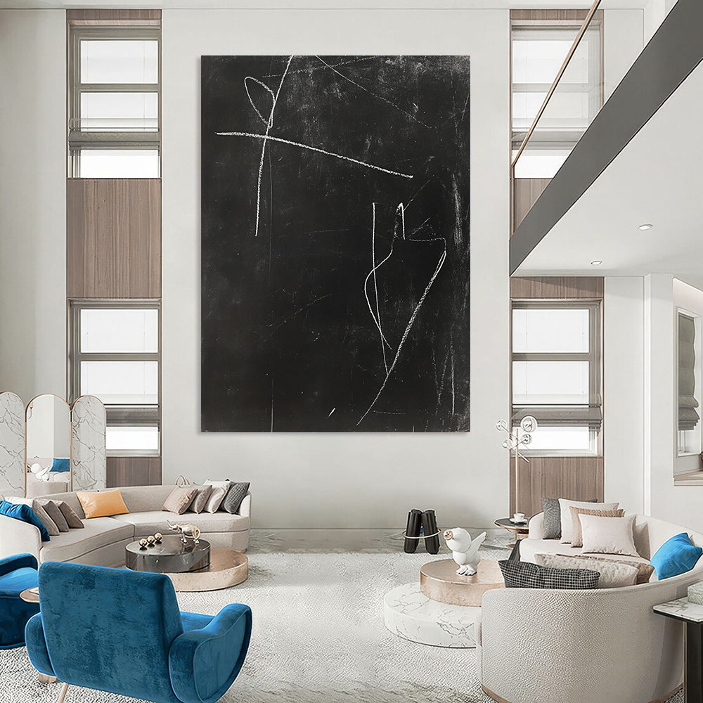 Chalkboard - like Abstract Spontaneous Markings Abstract Painting GAB0235