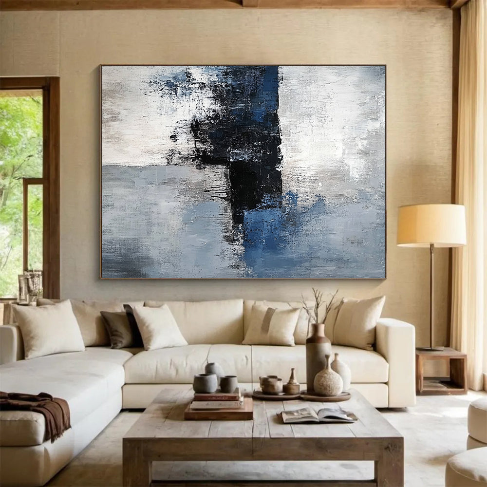Blue - Gray - Black Abstract Painting with Moody Depth WINK535
