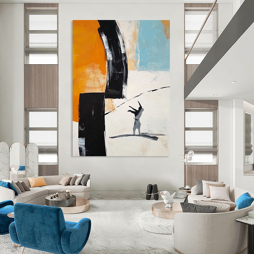 Figure and Color Block Abstract Painting for Contemporary Office Collaboration Zones GAB1193