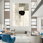 Black and White Geometric Abstract Painting for Industrial - Chic Cafés GAB0946