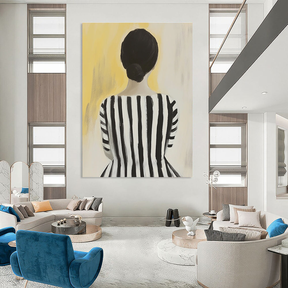 Back View of Striped Woman - Stylized Figurative Abstract Art GAB0418