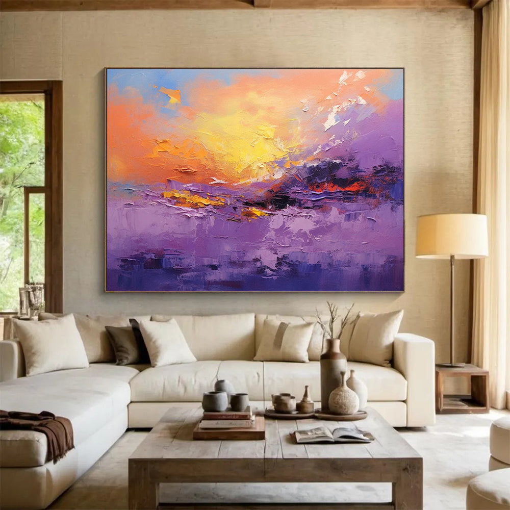 Purple Sunset Abstract Painting for Dreamy Spaces YHT083