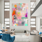 Pastel Abstract Fusion Painting of Playful Harmony GAB0176