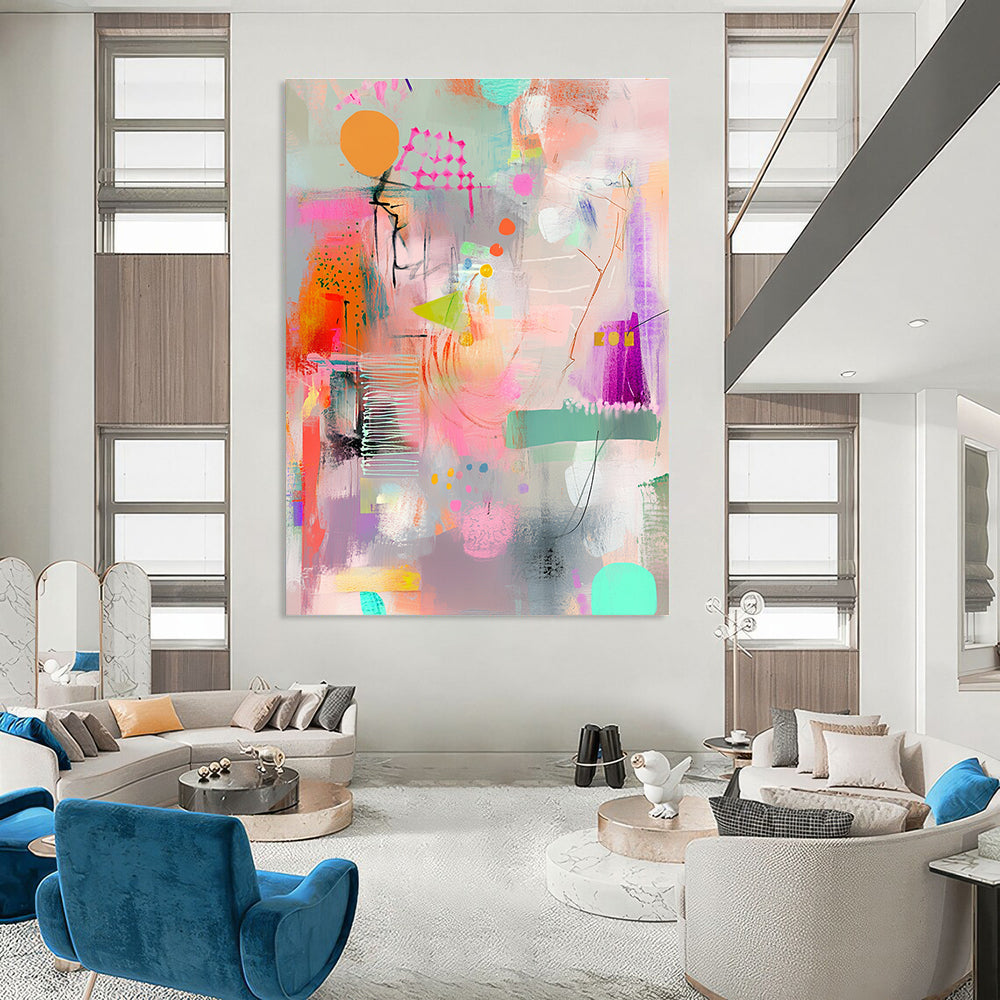 Pastel Abstract Fusion Painting of Playful Harmony GAB0176