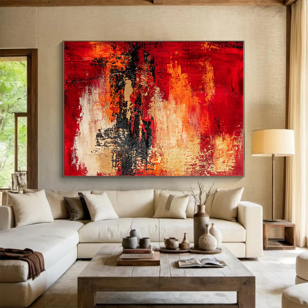 Red Orange Abstract Landscape Painting with Fiery Ambiance WINK730