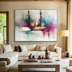 Colorful Tree Landscape Abstract Painting with Expressive Lines and Colors ABS249