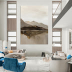 Minimalist Mountain and Lake Landscape Abstract Painting for Nature - Lover Bedrooms HENG358