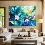 Turquoise Floral Abstract - Nature's Vibrant Whispers ABS023