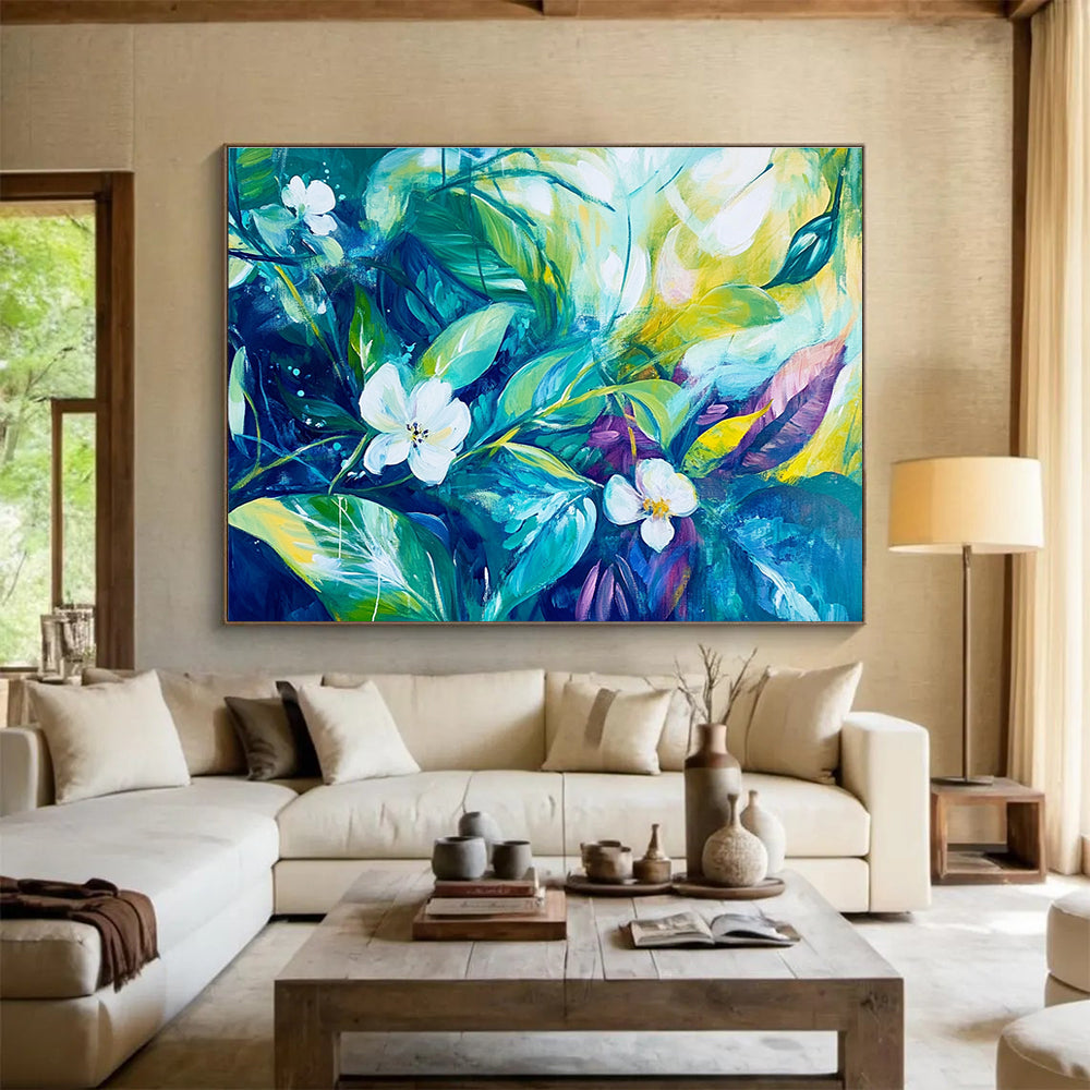 Turquoise Floral Abstract - Nature's Vibrant Whispers ABS023