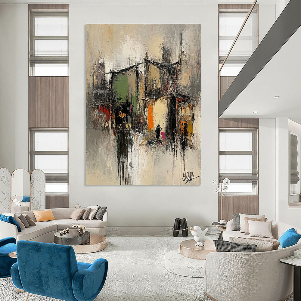 Abstract Urban Street Scene Painting for Bohemian Cafes GAB1130