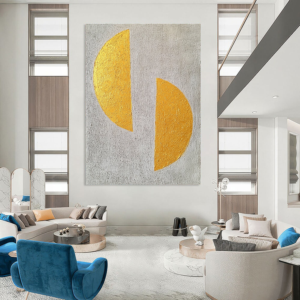 Gold and Gray Abstract Shapes Painting for Minimalist Offices GAB0818