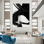 Dynamic Black Ink Abstract Painting for Contemporary Art Galleries HENG196