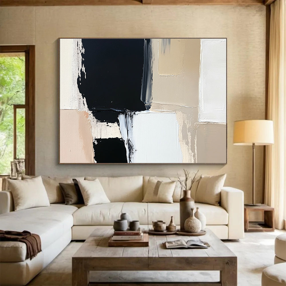 Geometric Color Blocks: Crisp Shapes in Neutral Tones Abstract Painting ABS174