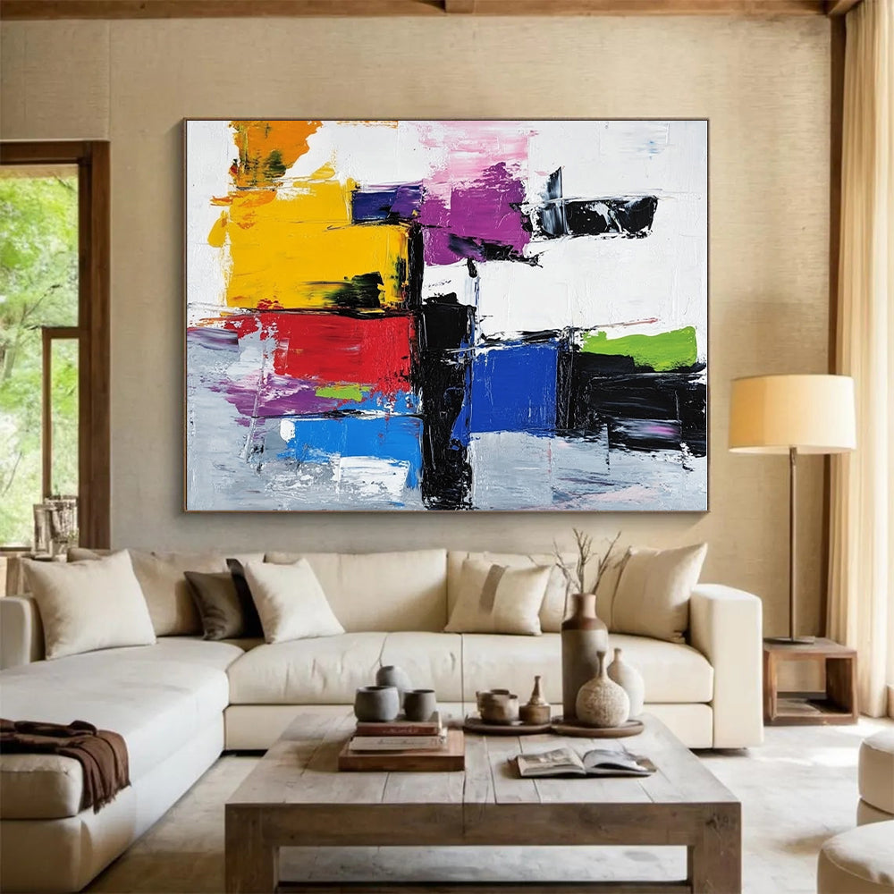 Bold Color Block Abstract Painting with Dynamic Edges WINK627