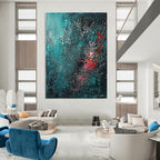 Teal and Pink Abstract Painting for Modern Art Gallery Feature Walls GAB1191