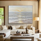 Seaside Sunset Abstract Painting for Coastal Home Living Rooms YHT251