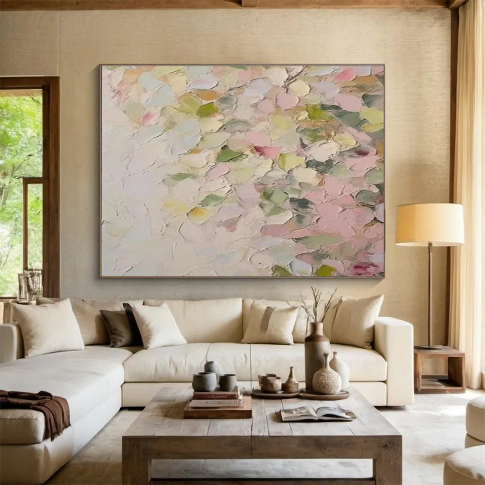 Pastel Petal Abstract Painting for Feminine Salons YHT177