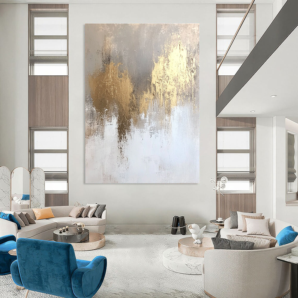 Gold Patch Abstract Painting for Minimalist - Inspired Dining Rooms GAB0996