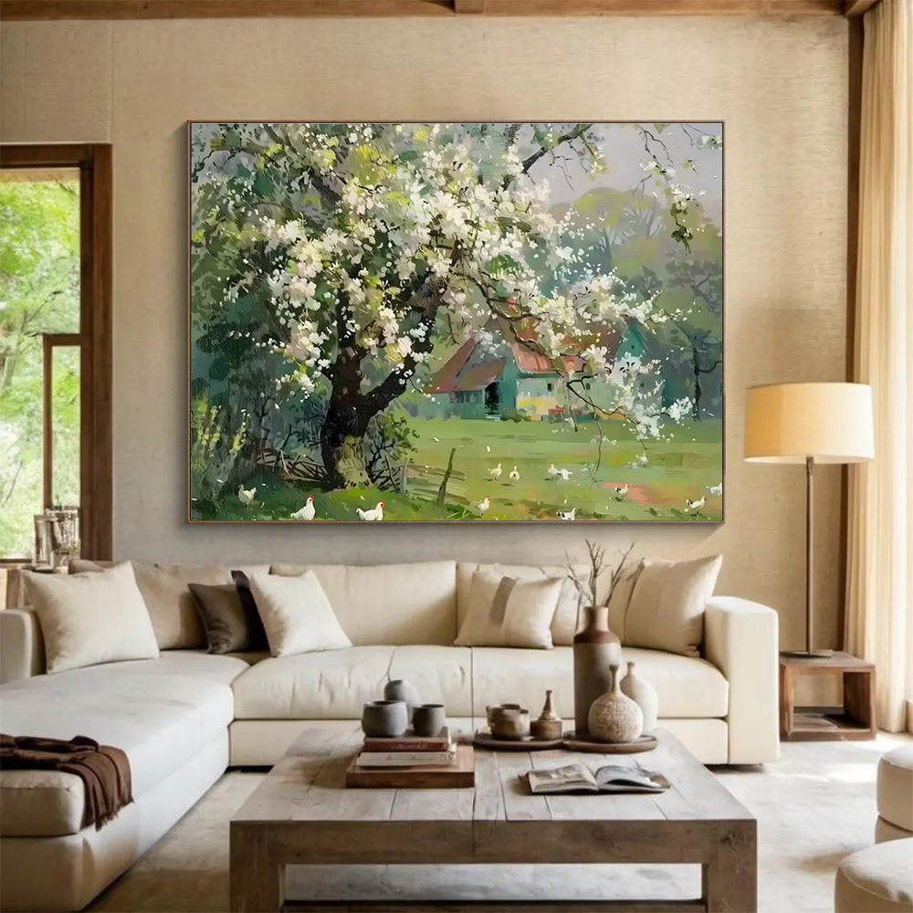 Spring Farmhouse Abstract Painting for Rustic Kitchen Decor YHT215